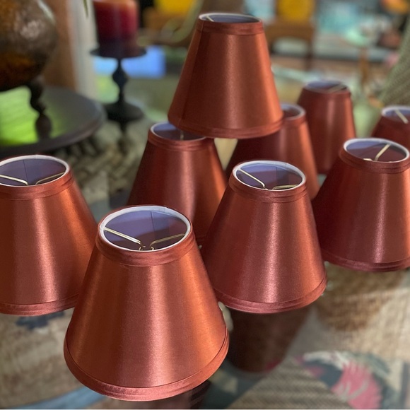 SOLD LIKE New Copper Silk Chandelier Lamp Shades 5” x 3” x 6” SOLD - Picture 3 of 7